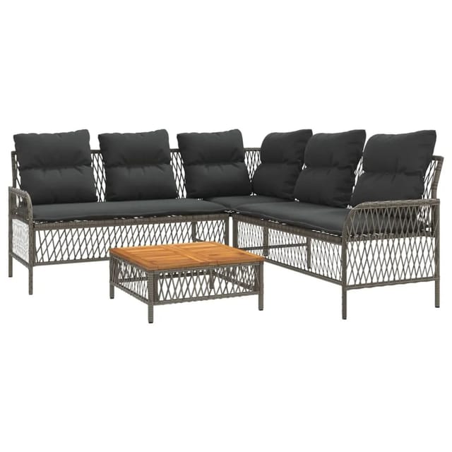 vidaXL 2-Tlg Garten-Sofagarnitur mit Auflagen Poly Rattan Grau 368734