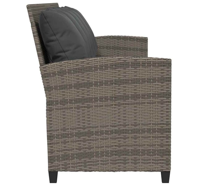 vidaXL Gartensofa 5-Sitzer mit Kissen Grau Poly Rattan 4104114