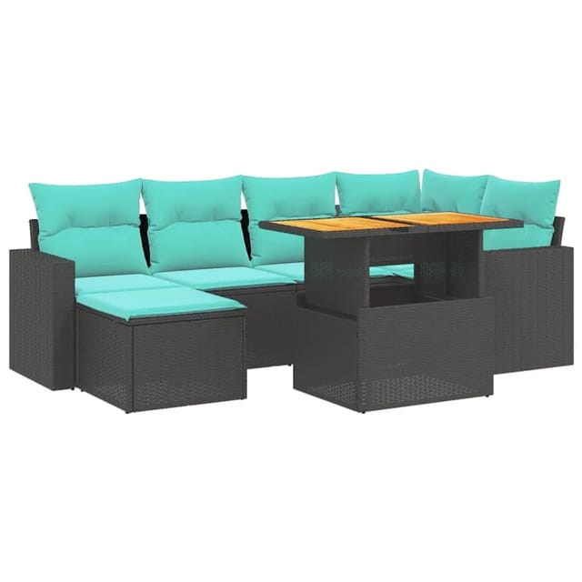vidaXL 11-Tlg Garten-Sofagarnitur mit Kissen Beige Poly Rattan 3274591