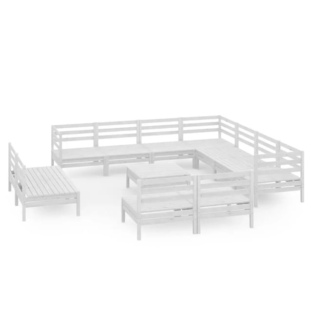 vidaXL 12-Tlg Garten-Lounge-Set Massivholz Kiefer Weiß 3083160