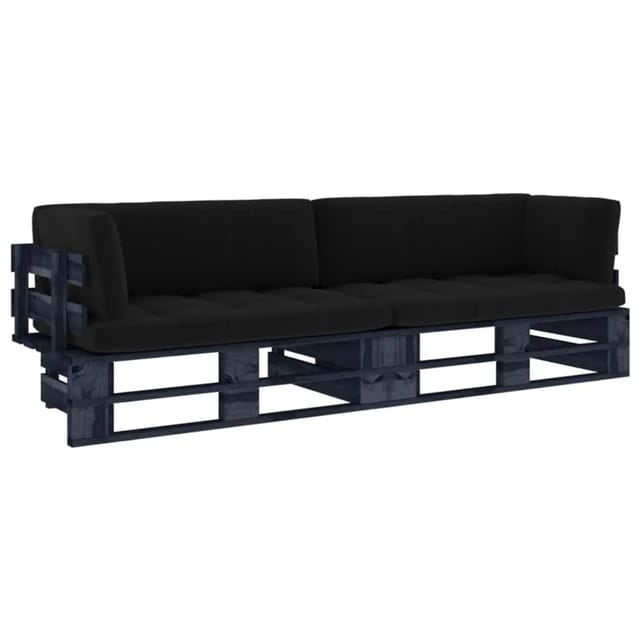 vidaXL 2-Sitzer-Palettensofa Schwarz Imprägniertes Kiefernholz 3066656