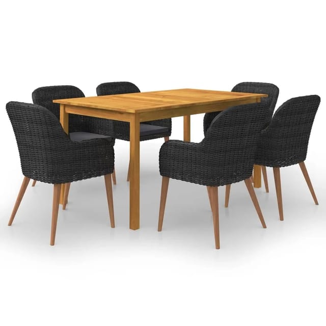 vidaXL 7-Tlg Garten-Essgruppe Schwarz 3067826