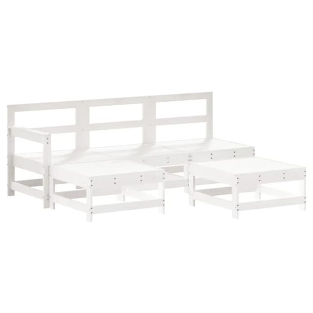 vidaXL 5-Tlg Garten-Lounge-Set Weiß Massivholz Kiefer 3186544