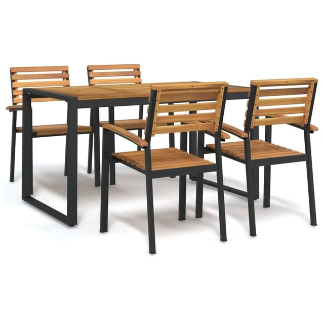 vidaXL 5-Tlg Garten-Essgruppe Massivholz Akazie und Metall 3155406