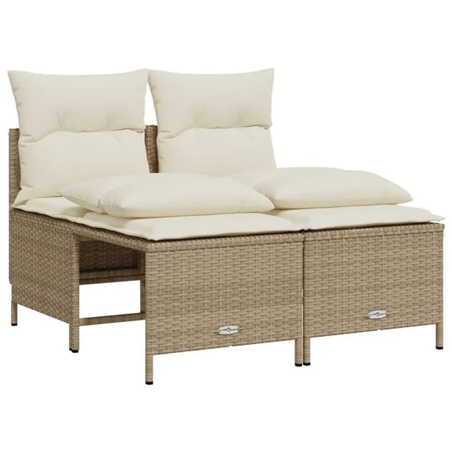 vidaXL 4-Tlg Garten-Sofagarnitur mit Kissen Beige Poly Rattan 368375
