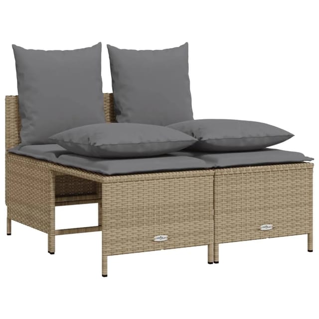 vidaXL 4-Tlg Garten-Sofagarnitur mit Kissen Beige Poly Rattan 368383