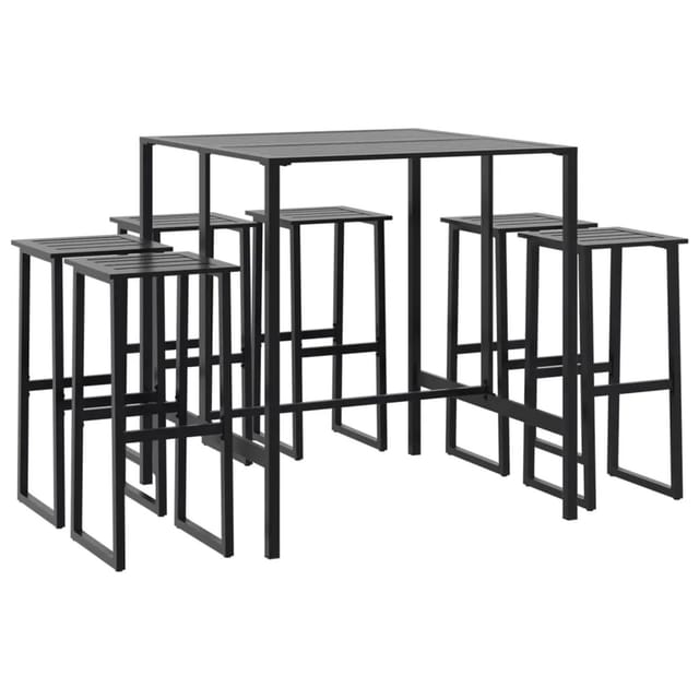 vidaXL 7-Tlg Gartenbar-Set Schwarz Pulverbeschichteter Stahl 3283753