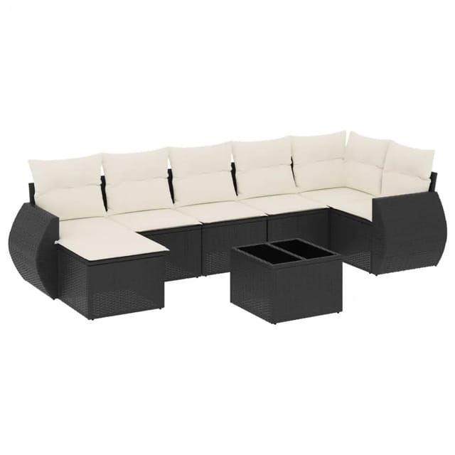 vidaXL 8-Tlg Garten-Sofagarnitur mit Kissen Schwarz Poly Rattan 3254023