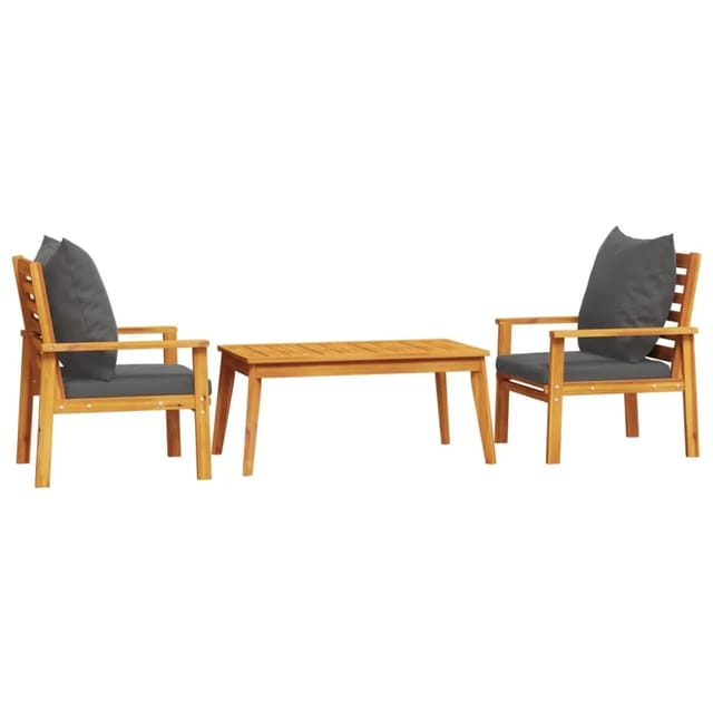vidaXL 3-Tlg Garten-Lounge-Set mit Kissen Massivholz Akazie 3211808