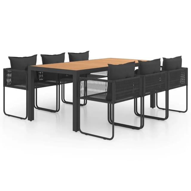 vidaXL 7-Tlg Garten-Essgruppe PVC Rattan Schwarz und Braun 3060110