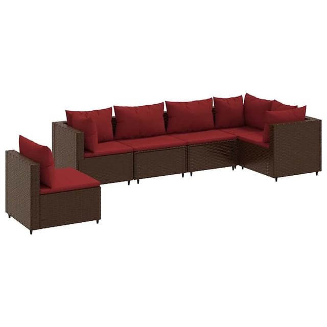 vidaXL 6-Tlg Garten-Lounge-Set mit Kissen Braun Poly Rattan 3308173
