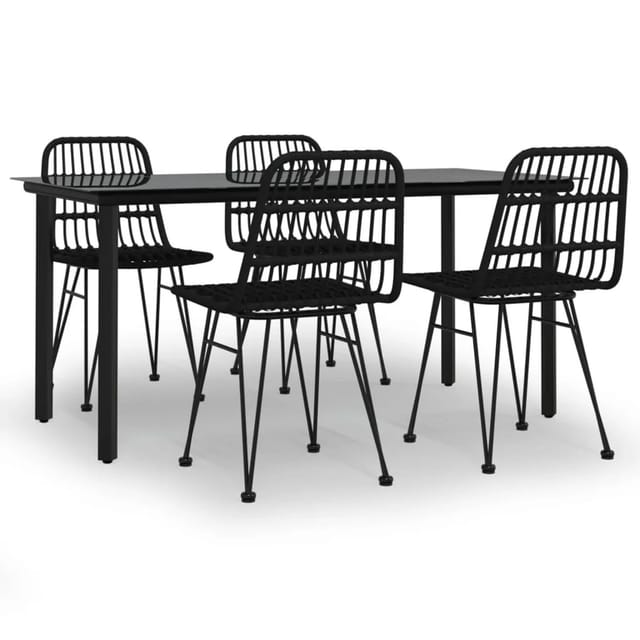 vidaXL 5-Tlg Garten-Essgruppe Schwarz Poly Rattan 3157897