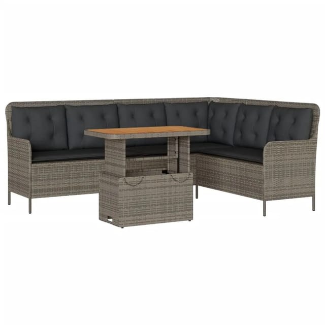 vidaXL 2-Tlg Garten-Sofagarnitur mit Auflagen Poly Rattan Grau 3262088