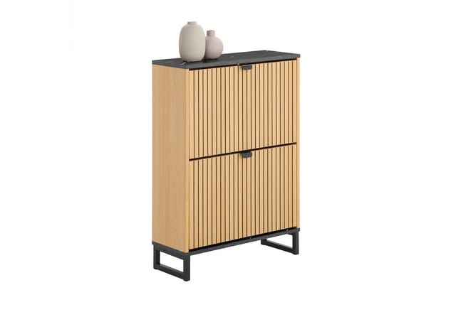 SoBuy Schuhschrank Schmal mit 2 Klappen Schuhregal Schuhkommode 60x88x24cm FSR202-N