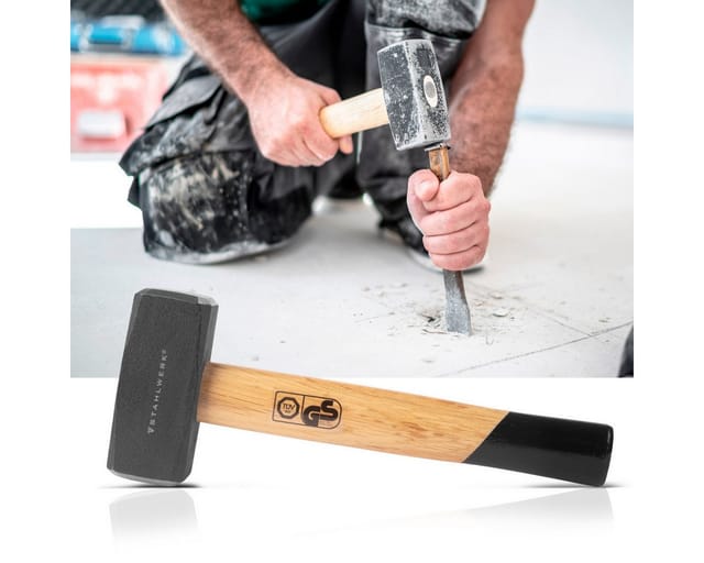 STAHLWERK Fäustel 1000G Plattenhammer Aus Carbon-Stahl Holzstiel Vorschlaghammer