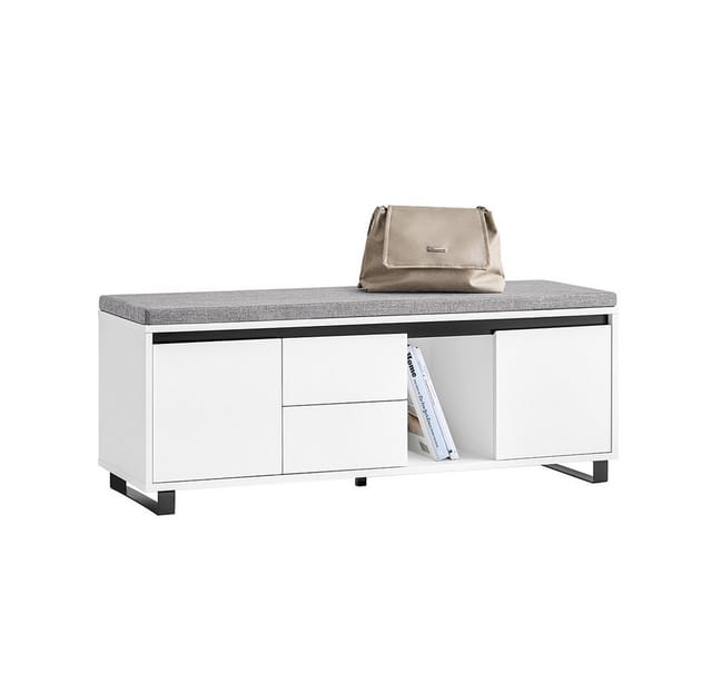 SoBuy Schuhbank mit Sitzfläche Schuhregal mit 2 Schubladen Sitzbank für Flur 110x42x35cm FSR176-W