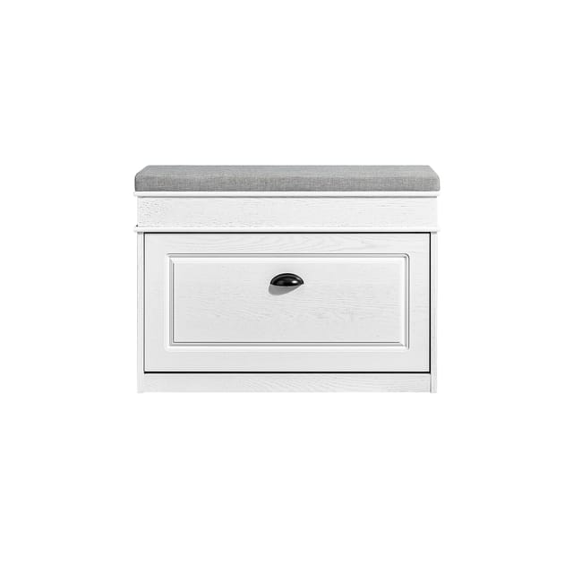 SoBuy Schuhbank mit Sitzkissen Schuhregal Schmal Sitzbank für Flur Weiß 75x51x24cm FSR82-L-WG