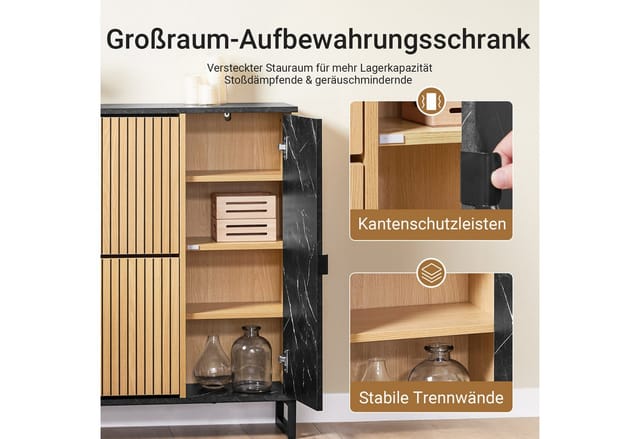 SoBuy Schuhschrank Schmal mit 2 Klappen und 1 Tür Schuhkommode 90x88x24cm FSR204-N