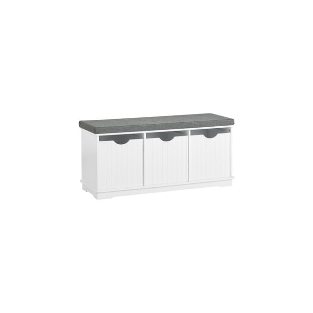 SoBuy Schuhbank mit Sitzfläche Sitzbank mit 3 Körben Schuhregal für Flur 100x46x36cm Weiß FSR30-W