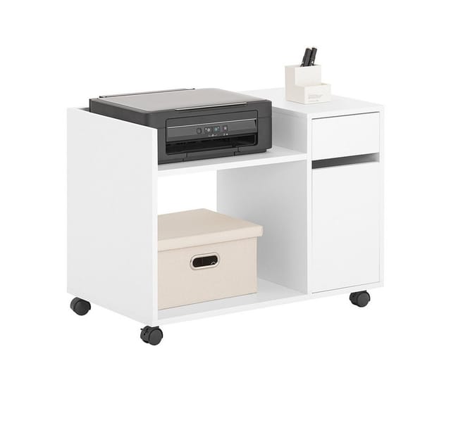 SoBuy Druckertisch Aktenschrank Rollcontainer für Büro und Arbeitszimmer Weiß ASK02-W
