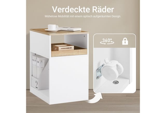 SoBuy Druckertisch Aktenschrank Rollcontainer für Büro und Arbeitszimmer ASK08-WN