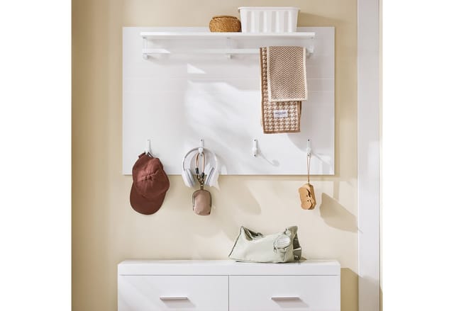 SoBuy Wandgarderobe Garderobenleiste mit Regal und Haken Garderobenpaneel für Flur FHK36-W