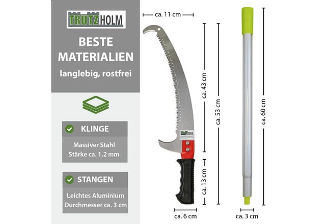 TRUTZHOLM Alu Astsäge Mit Stiel 4,2 m Teleskopsäge Klinge Mit Tragetasche Handsäge