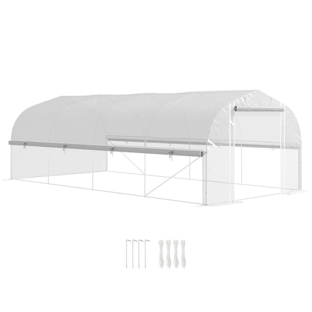 Outsunny Gewächshaus mit Verzinkten Stahlrahmen Weiß 6 x 3 x 2 m