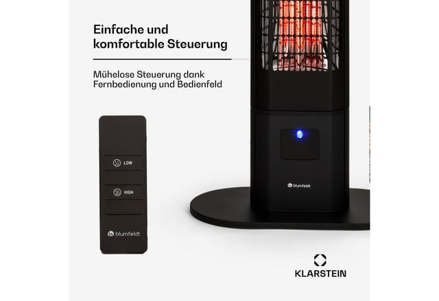 Blumfeldt Heat Guru Heizstrahler 3000 W 3 Heizstufen IP54 Outdoor Fernbedienung Schwarz