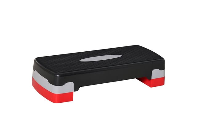 HOMCOM Steppbrett Kunststoff Schwarz+Grau+Rot 68L x 29B x 15Hcm