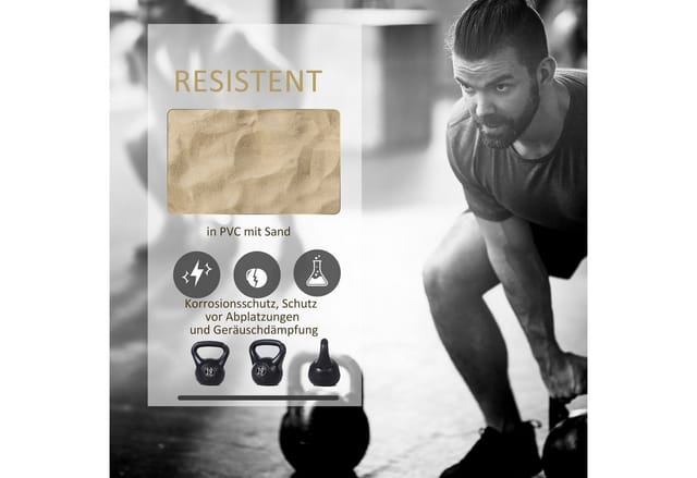 HOMCOM Kettlebell Kunststoff Sand Schwarz 22L x 17B x 24H cm