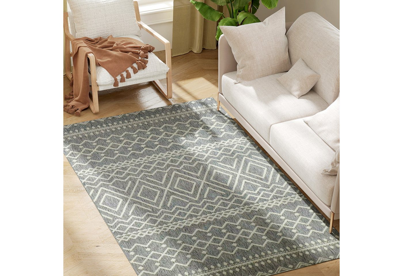 HOMCOM Teppich Flachgewebe Waschbar Anti-Rutsch Küchenteppich 120x170 cm Bild 4