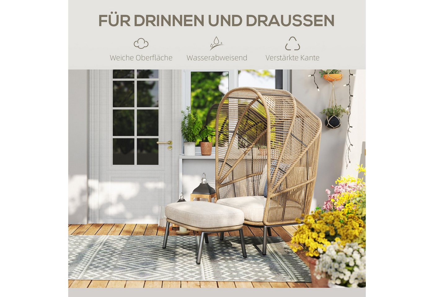 HOMCOM Teppich Flachgewebe Waschbar Anti-Rutsch Küchenteppich 120x170 cm Bild 5