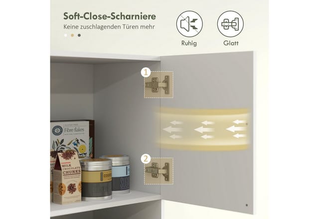 HOMCOM Küchenschrank Spanlatte 79L x 40B x 175H cm Weiß