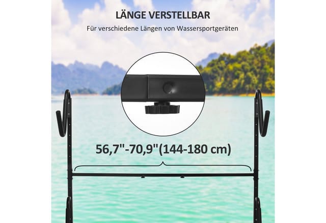 SPORTNOW Kajak Gestell Stahl Schwarz 240L x 72,5B x 157H cm