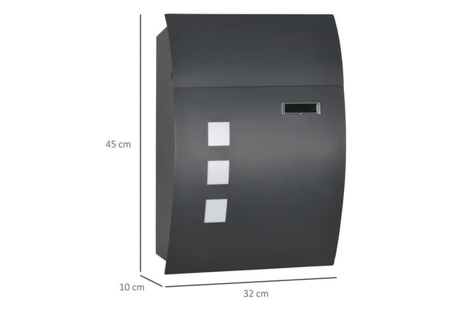 HOMCOM Briefkasten Verzinkter Stahl 32L x 10B x 45H cm Dunkelgrau