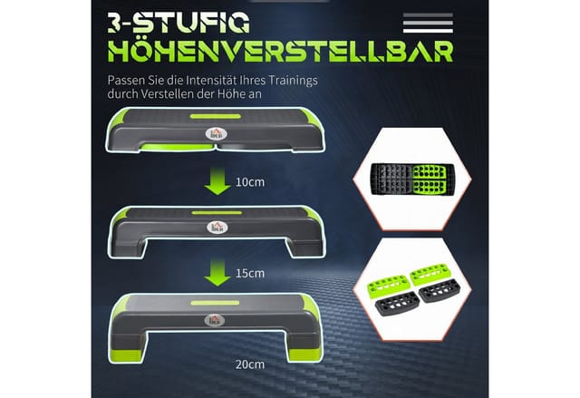 HOMCOM Steppbrett Kunststoff Grau 78L x 28B x 20H cm