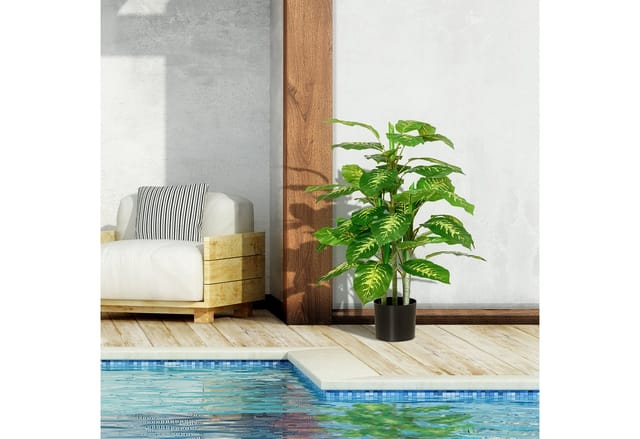 HOMCOM Künstliche Dieffenbachie Groß 95 cm Kunstpflanze Künstliche Pflanzen