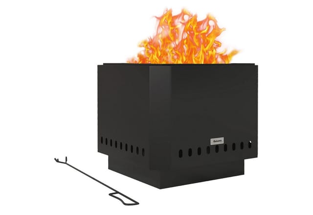 Outsunny Feuerschale Metall Schwarz 48L x 48B x 41H cm