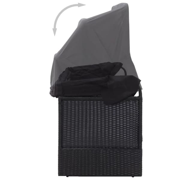 furnicato Outdoor-Sofabett mit Dach Poly-Rattan Schwarz