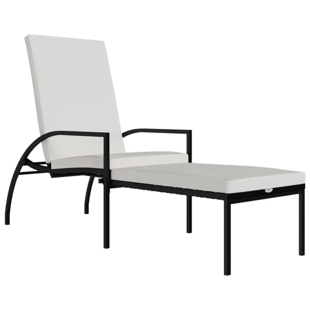 furnicato Sonnenliege mit Fußhocker PE-Rattan Schwarz