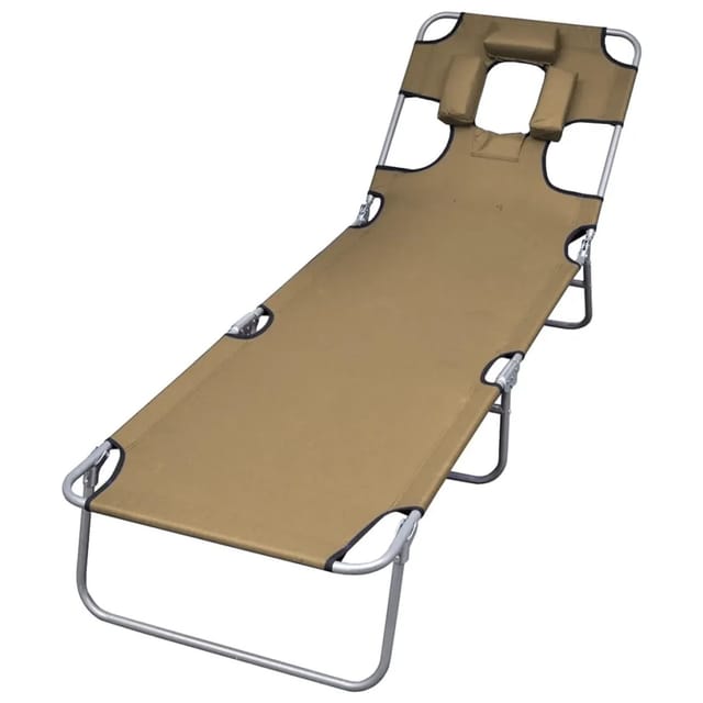 furnicato Sonnenliege Klappbar Kopfkissen Verstellbare Rückenlehne Taupe