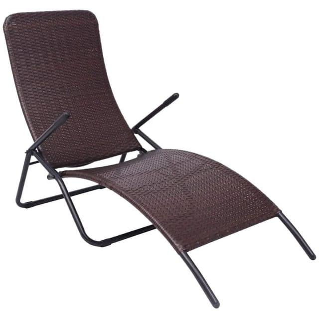 furnicato Sonnenliege Klappbar Poly Rattan Brown
