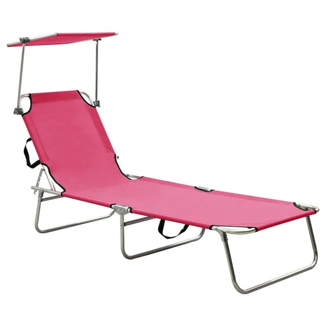 furnicato Klappliege mit Sonnendach Rosa Aluminium