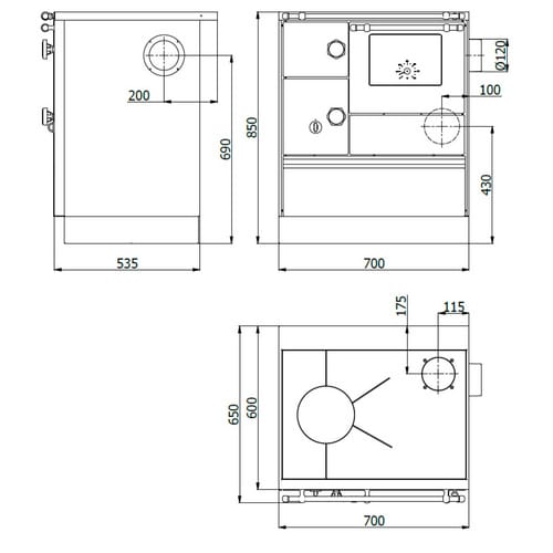 Westminster Küchenherd K76-70 Stahl Backfach Links Weiß 7,3 kW