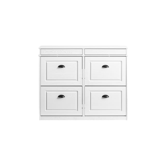 SoBuy Schuhschrank Schmal mit 4 Klappen Schuhregal Schuhkommode 105x82x24cm FSR79-WG