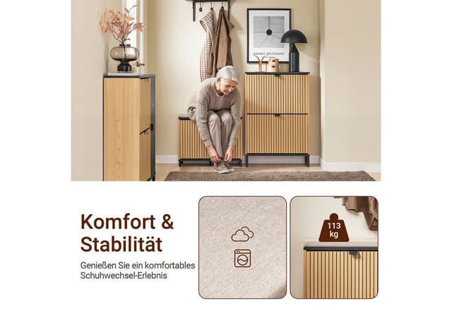SoBuy Schuhbank mit Sitzfläche Schuhregal Sitzbank für Flur 60x50x24cm FSR201-N