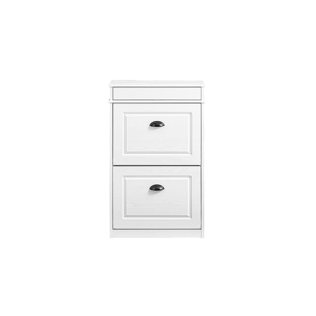 SoBuy Schuhschrank Schmal mit 2 Klappen Schuhkommode Schuhregal 54x82x24cm FSR78-WG