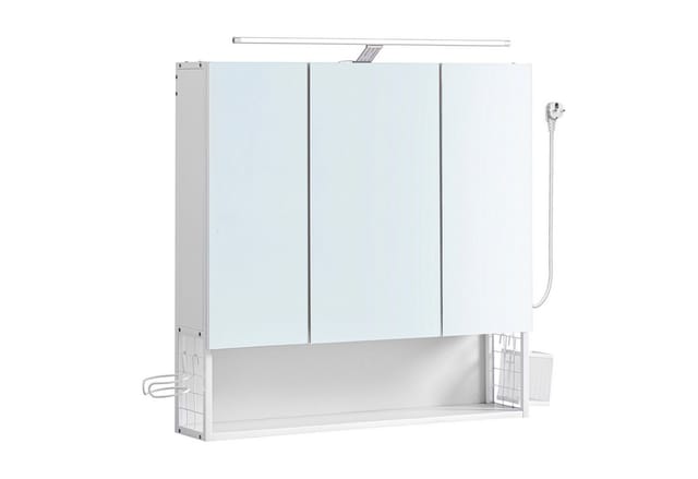 Songmics Spiegelschrank Dacey mit LED 14,5 x 70 x 70 cm Weiß