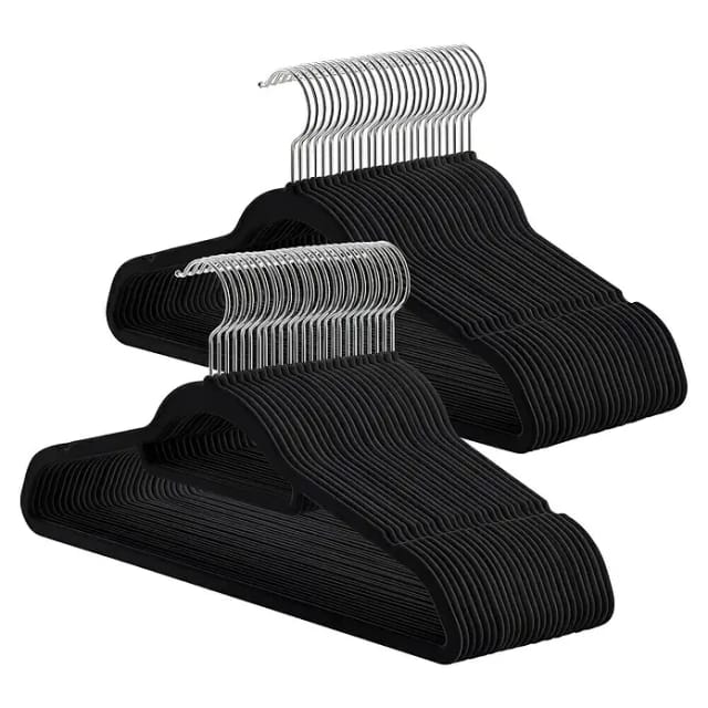 Songmics Samt-Kleiderbügel-Set Breanna Schwarz-Silber 50 teilig